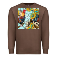 Chestnut western rooster seamless pattern Premium Sweatshirt - BundleAndBundleShop