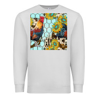 Dove Grey western rooster seamless pattern Premium Sweatshirt - BundleAndBundleShop