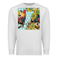 Oatmeal Heather western rooster seamless pattern Premium Sweatshirt - BundleAndBundleShop