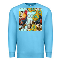 Ocean Blue western rooster seamless pattern Premium Sweatshirt - BundleAndBundleShop