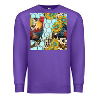 Purple western rooster seamless pattern Premium Sweatshirt - BundleAndBundleShop