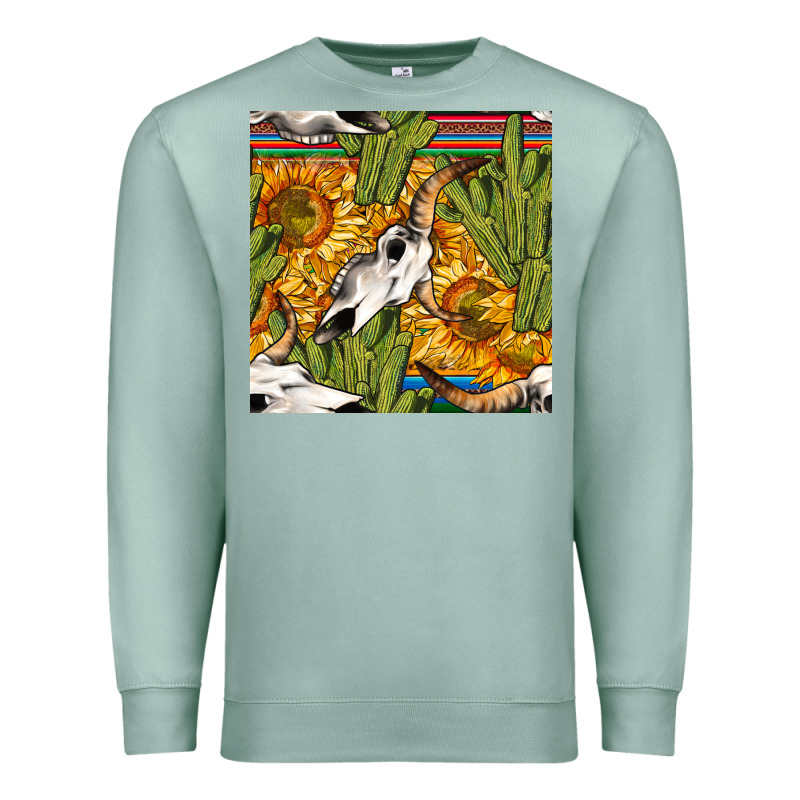 Western Bull Skull Seamless Pattern Premium Sweatshirt by BundleAndBundleShop | Teevron