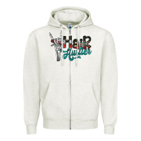 Oatmeal Heather hair hustler2 Zipper Hoodie - SublimationCraftShop