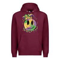 Burgundy smiley face mardi gras Premium Hoodie - MaliasSmallBusiness