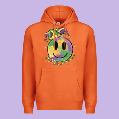 Smiley Face Mardi Gras Premium Hoodie Designed By Maliassmallbusiness