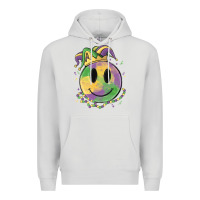 Dove Grey smiley face mardi gras Premium Hoodie - MaliasSmallBusiness