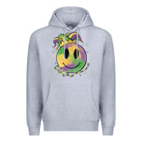 Heather Grey smiley face mardi gras Premium Hoodie - MaliasSmallBusiness