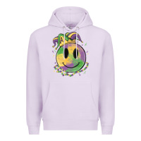 Lilac smiley face mardi gras Premium Hoodie - MaliasSmallBusiness