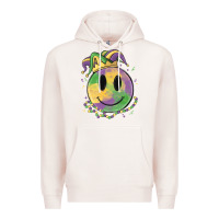 Pale Pink smiley face mardi gras Premium Hoodie - MaliasSmallBusiness