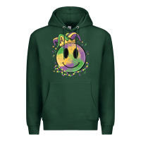 Sports Green smiley face mardi gras Premium Hoodie - MaliasSmallBusiness