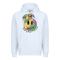 White smiley face mardi gras Premium Hoodie - MaliasSmallBusiness