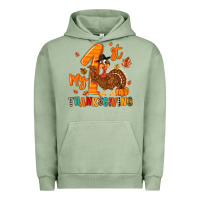 Pigment Oil Green my first thanksgiving Urban Hoodie - MaliasSmallBusiness