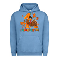 Pigment Pebble Blue my first thanksgiving Urban Hoodie - MaliasSmallBusiness
