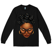 Black afro woman with bantu knots Long Sleeve Tee - texasbilliewilder