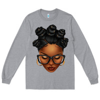 Heather Grey afro woman with bantu knots Long Sleeve Tee - texasbilliewilder
