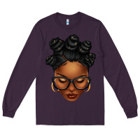 Plum afro woman with bantu knots Long Sleeve Tee - texasbilliewilder