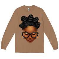 Toasted Coconut afro woman with bantu knots Long Sleeve Tee - texasbilliewilder