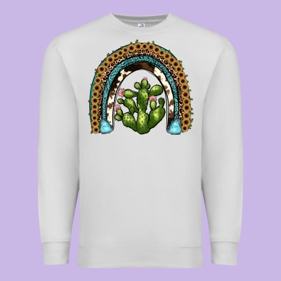 Cactus Rainbow Premium Sweatshirt Designed By Jahusdesignshop