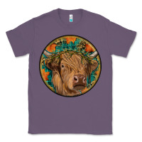 Lavender fall highland cow round Classic Tee - RanaPortraitStore