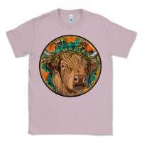 Lilac fall highland cow round Classic Tee - RanaPortraitStore