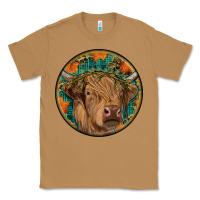 Toasted Coconut fall highland cow round Classic Tee - RanaPortraitStore