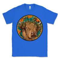 True Royal fall highland cow round Classic Tee - RanaPortraitStore