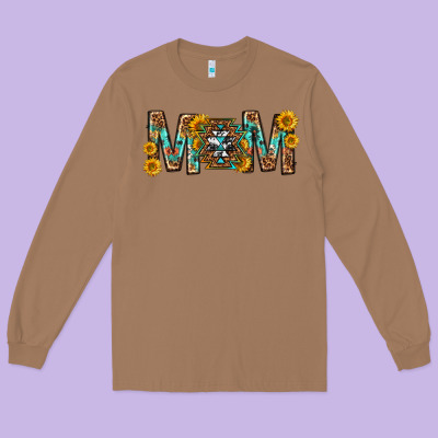 Mom With Aztec Mothers Day Long Sleeve Tee Designed By Texasbilliewilder