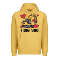 Antique Gold i dig you valentines excavator Premium Hoodie - MaliasSmallBusiness