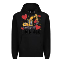 Black i dig you valentines excavator Premium Hoodie - MaliasSmallBusiness