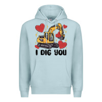 Blue Mist i dig you valentines excavator Premium Hoodie - MaliasSmallBusiness