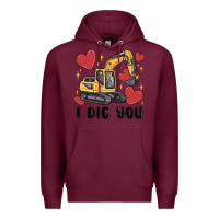 Burgundy i dig you valentines excavator Premium Hoodie - MaliasSmallBusiness