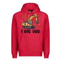 Cardinal i dig you valentines excavator Premium Hoodie - MaliasSmallBusiness