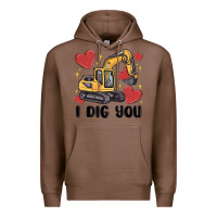 Chestnut i dig you valentines excavator Premium Hoodie - MaliasSmallBusiness
