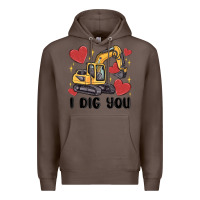 Coffee i dig you valentines excavator Premium Hoodie - MaliasSmallBusiness