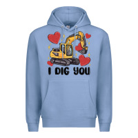 Colony Blue i dig you valentines excavator Premium Hoodie - MaliasSmallBusiness