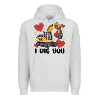 Dove Grey i dig you valentines excavator Premium Hoodie - MaliasSmallBusiness