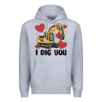 Heather Grey i dig you valentines excavator Premium Hoodie - MaliasSmallBusiness