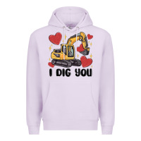 Lilac i dig you valentines excavator Premium Hoodie - MaliasSmallBusiness