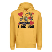 Mustard i dig you valentines excavator Premium Hoodie - MaliasSmallBusiness