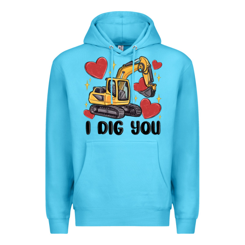 I Dig You Valentines Excavator Premium Hoodie by MaliasSmallBusiness | Teevron