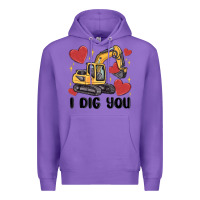 Purple i dig you valentines excavator Premium Hoodie - MaliasSmallBusiness