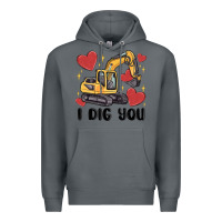 Rock i dig you valentines excavator Premium Hoodie - MaliasSmallBusiness