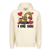 Sandshell i dig you valentines excavator Premium Hoodie - MaliasSmallBusiness