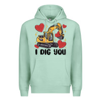Seafoam i dig you valentines excavator Premium Hoodie - MaliasSmallBusiness