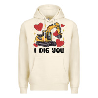 Tofu i dig you valentines excavator Premium Hoodie - MaliasSmallBusiness