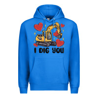 True Royal i dig you valentines excavator Premium Hoodie - MaliasSmallBusiness