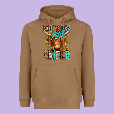 Not Today Heifer Long Haired Cow Heavyweight Hoodie Designed By Jasminsmagicworld