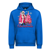 Cobalt Pink Merry Christmas Black Santa Urban Hoodie - MaliasSmallBusiness