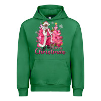 Emerald Pink Merry Christmas Black Santa Urban Hoodie - MaliasSmallBusiness