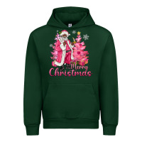 Forest Green Pink Merry Christmas Black Santa Urban Hoodie - MaliasSmallBusiness